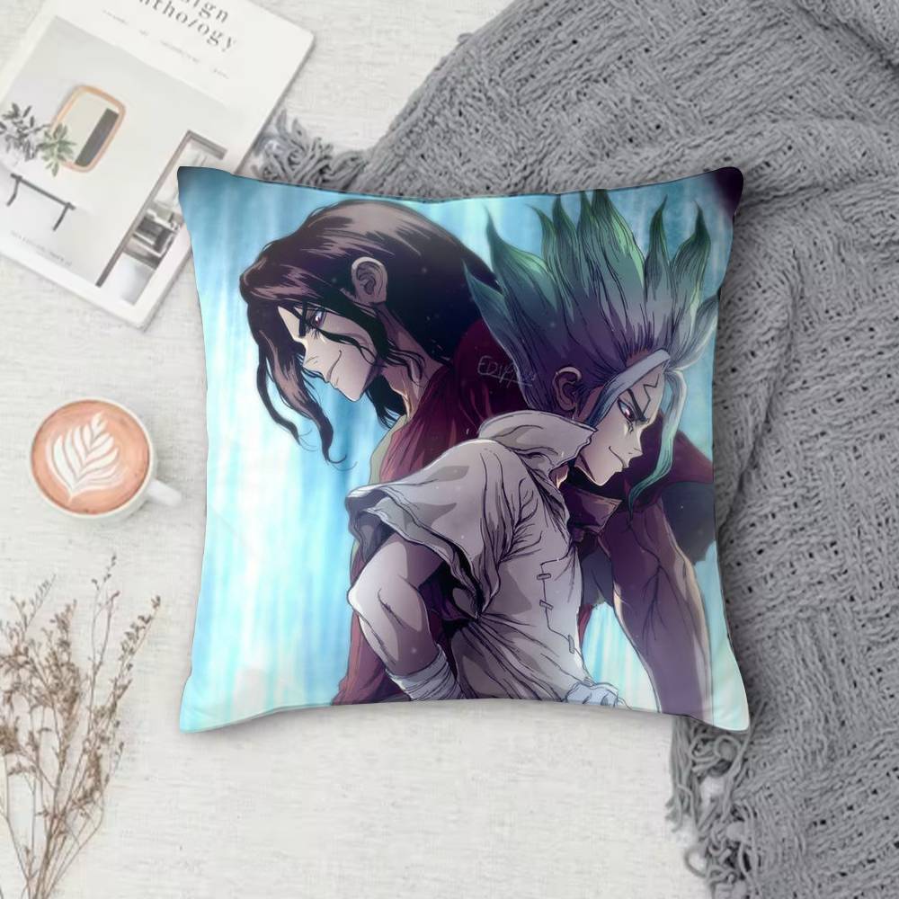D-Dr. Stone Double-Sided Printed Square Pillow Cover Decorative Cushion Cover For Sofa Bedroom Bedside