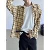 2024 Plaid Long Sleeve Shirt Japanese Hong Kong Style Ins Loose Shirt Boys Summer Trendy Versatile Casual Coat