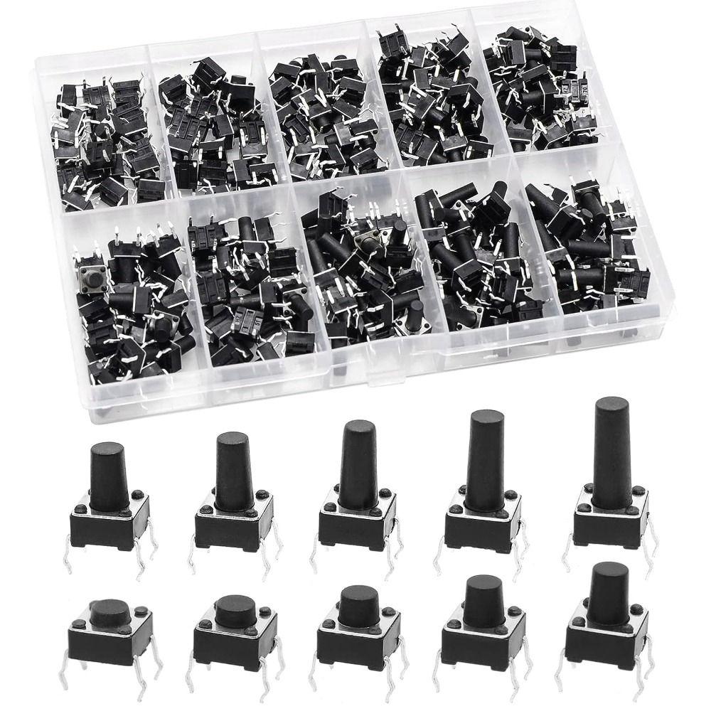 200Pcs 6x6 Mm Tactile Push Button 4 Pin Pushbutton Switches Breadboard Arduino PCB