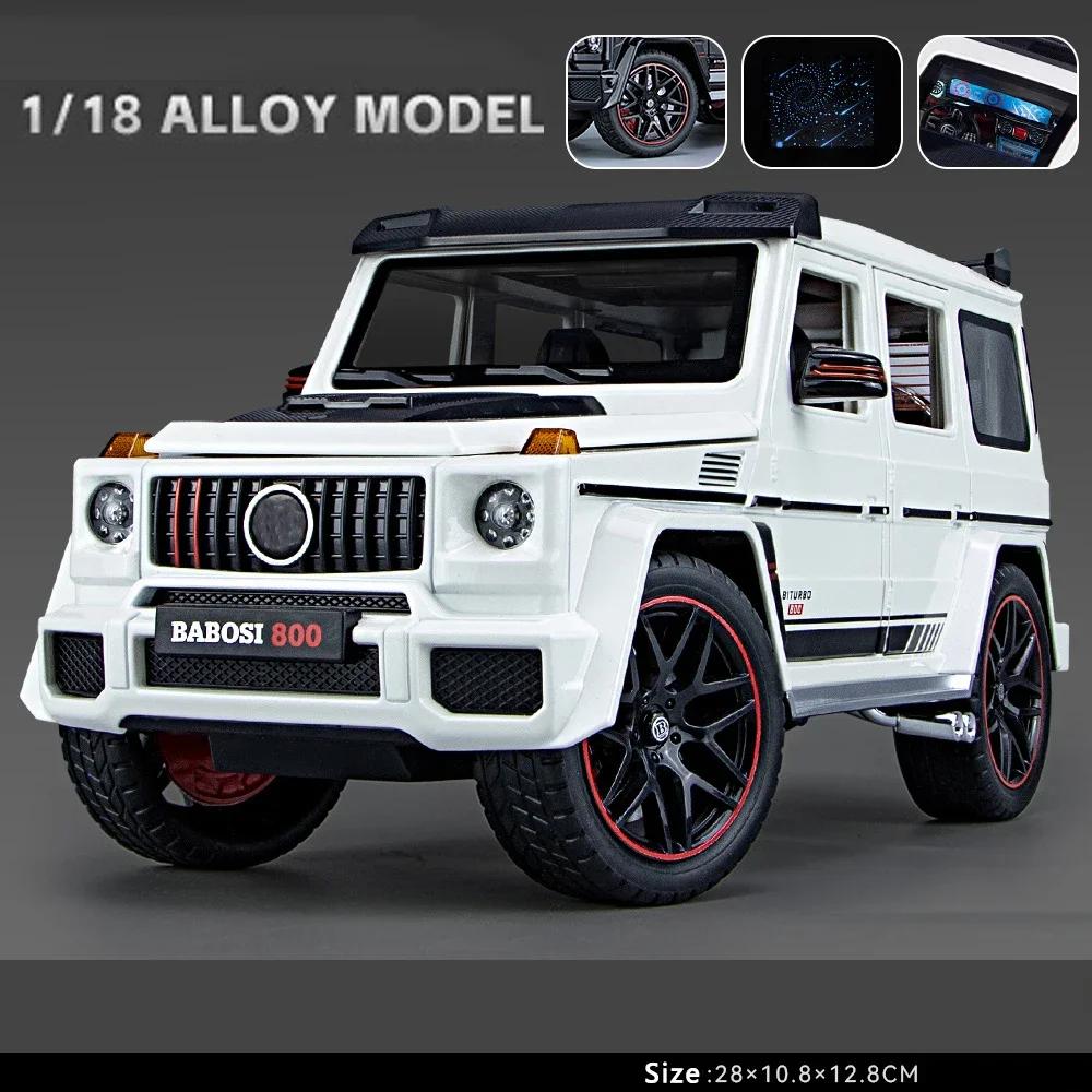 1:18 Металлическая модель автомобиля Mercedes-Benz G800 Симуляция звука и света Машинка-игрушка с механизмом оттягивания Внедорожник SUV Игрушка Коллекция для мальчиков Украшение Подарок