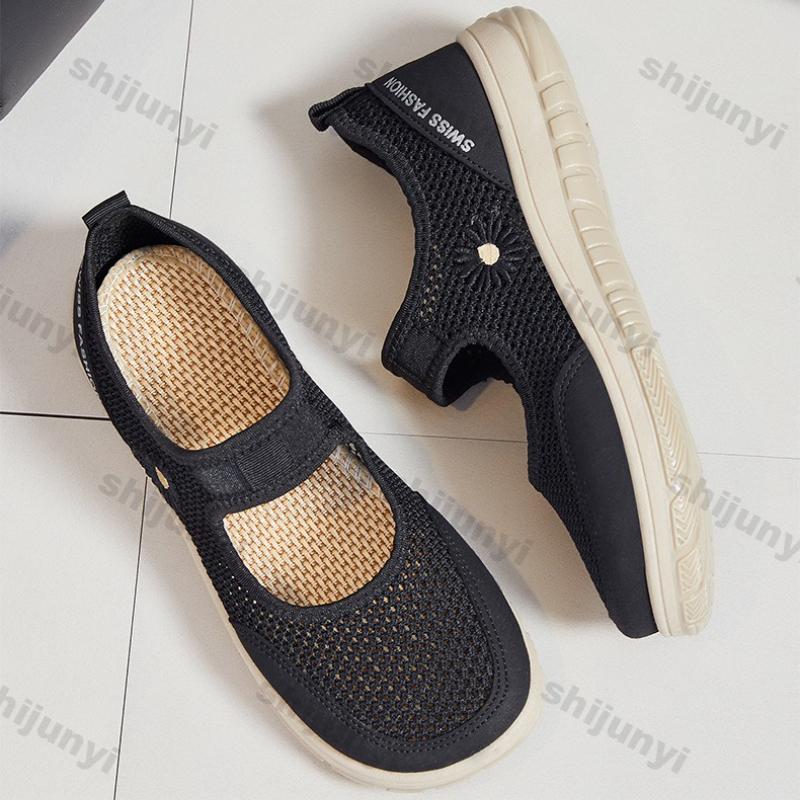 Fashion Women's Sandals Summer New Mesh Breathable Non Slip Fashion Sneakers Lightweight Comfortable Soft Sole Outdoor Casual Flat Shoes