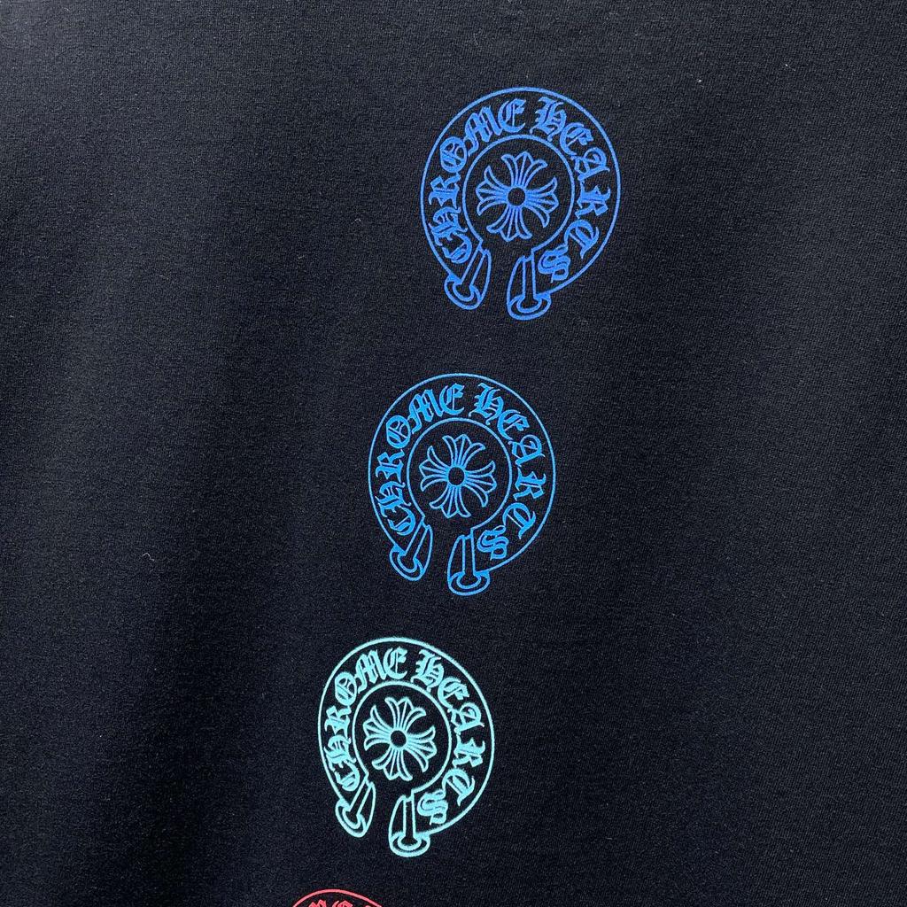 8555 CHROME HEARTS 2025 Лето Новая Высококачественный Хлопок Круглый Вырез Свободный Большой Размер Мужская и Женская Футболка Парная Футболка