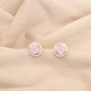 Rose Chalcedony Gemstone 925 Sterling Silver Jewelry Zircon Small Studs 0.41" CZE-8-14