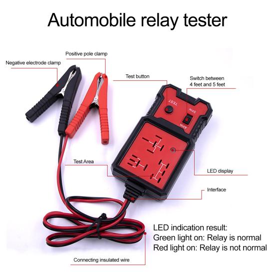 12V-24V Car Relay Tester 4-Pin & 5-Pin Automotive Relay Tester with LED Indicator Quick Diagnostic Tool for Vehicle Electrical System Testing