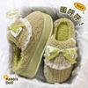 High-heeled Cotton Slippers Women's Indoor Household New Princess Style Thick-soled Slippers Winter Plush Warm Non-slip Increase