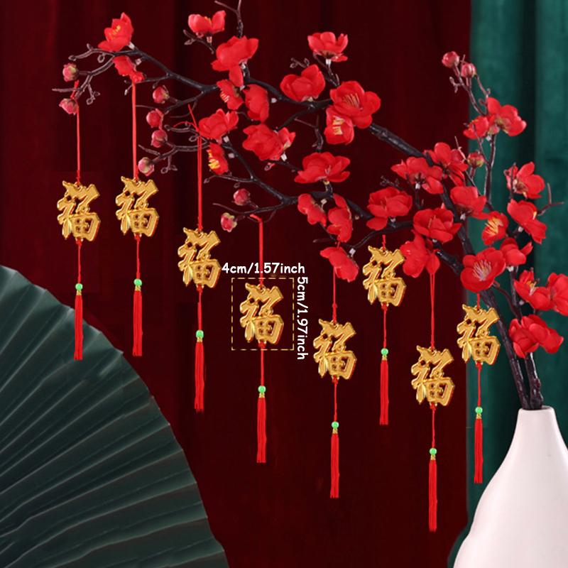6pcs Chinese Spring Festival Wishes Pendant 2025 New Year Home Decoration Desktop Ornaments Red China Knot Hanging Party Supply