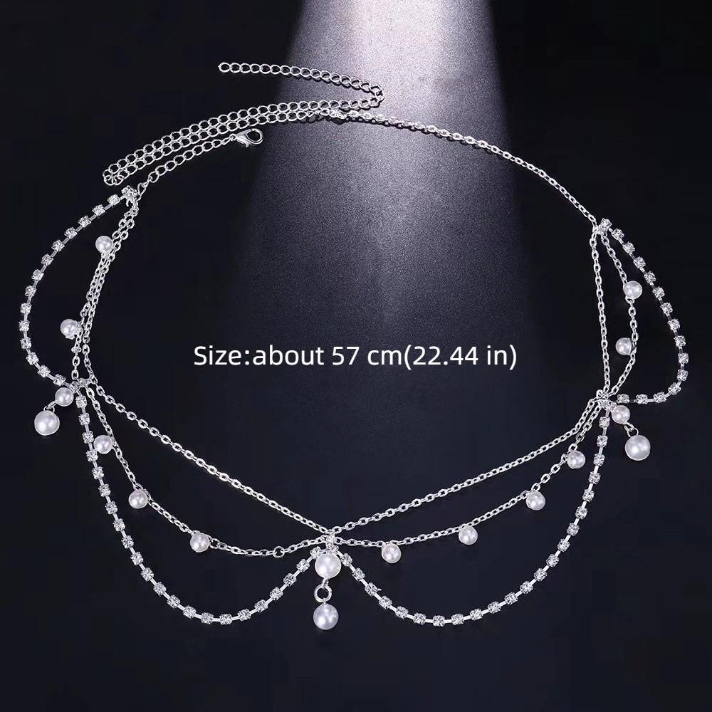 Full Rhinestone Head Chain Headpiece Pearls Tassel Crystal Meshes Headbands Hair Accessories