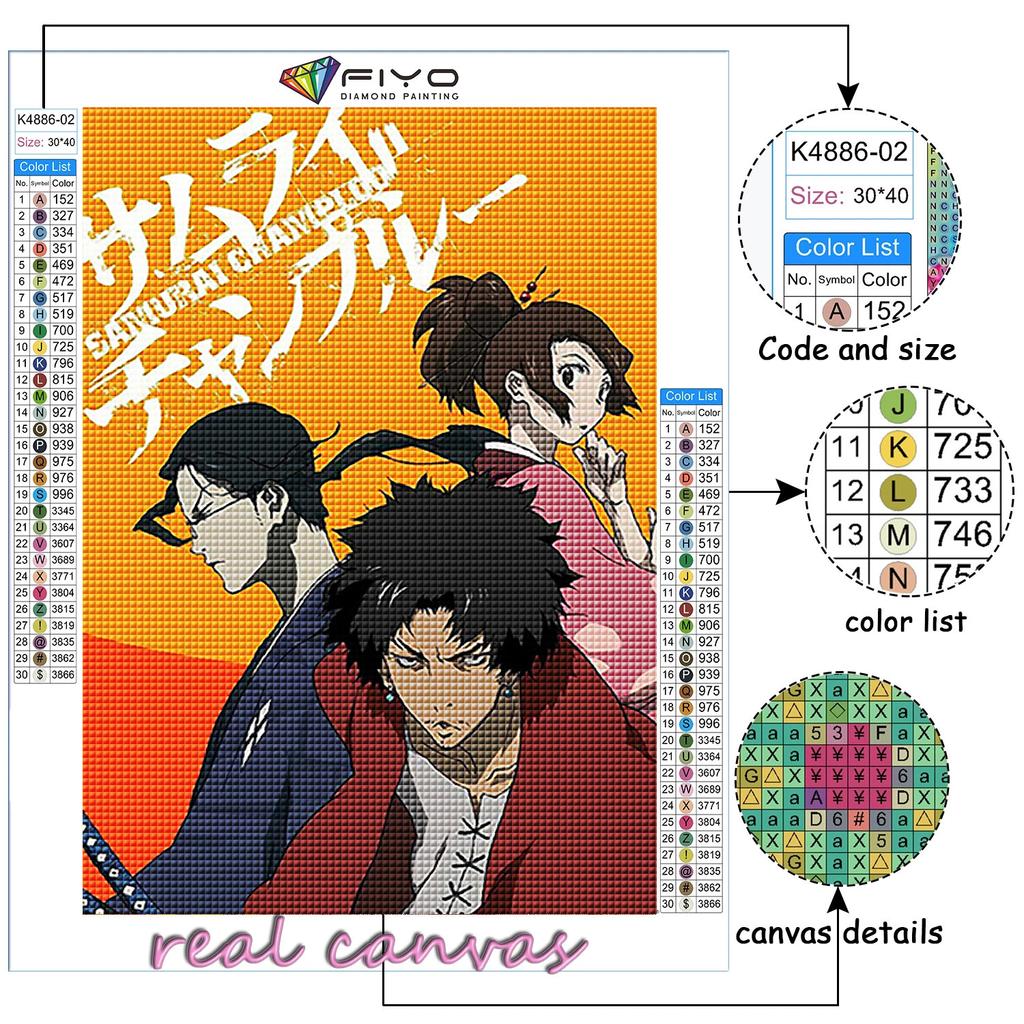 5D Diy Алмазная картина Аниме Самурай Чамплу Вышивка крестом Полный Алмазная вышивка Мозаика