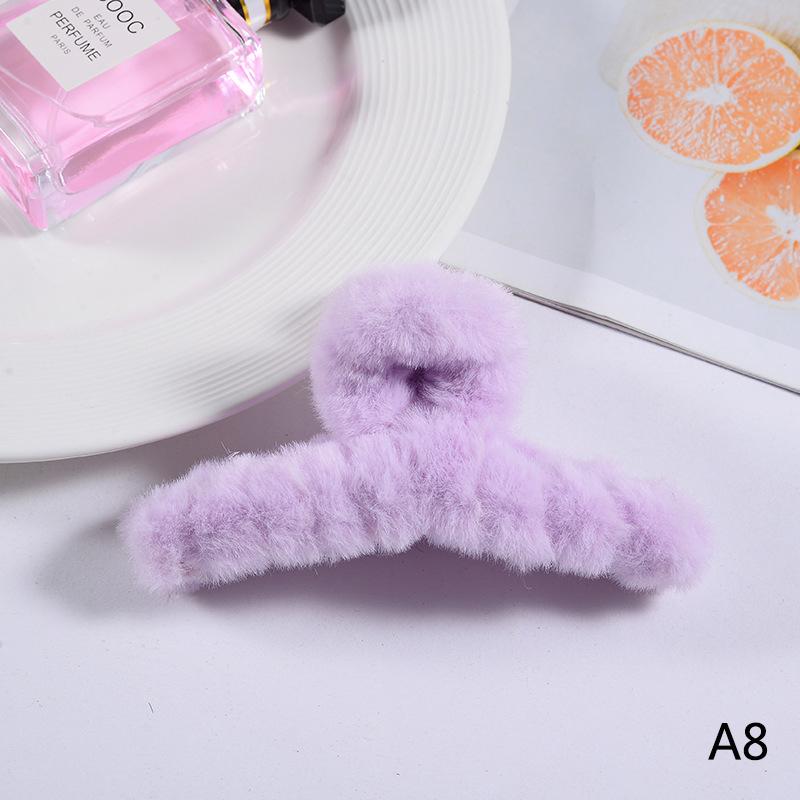 Женский коготь для волос, плюшевый зажим, милый корейский осенне-зимний однотонный, элегантный, акриловый, пушистый