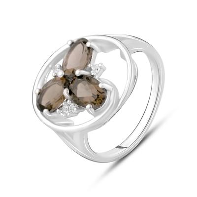 Серебряное кольцо с натуральным раухтопазом (дымчатым кварцем) 1.14ct (2120933)