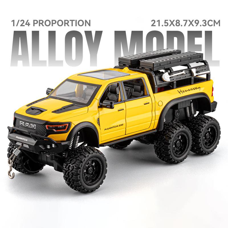 1:24 Tyrannosaurus Ram 1500 Rex Пикап Внедорожник Автомобиль Игрушка Модель Сплав Литье под давлением Звук Свет Оттяжка Амортизация Образовательно-развлекательный