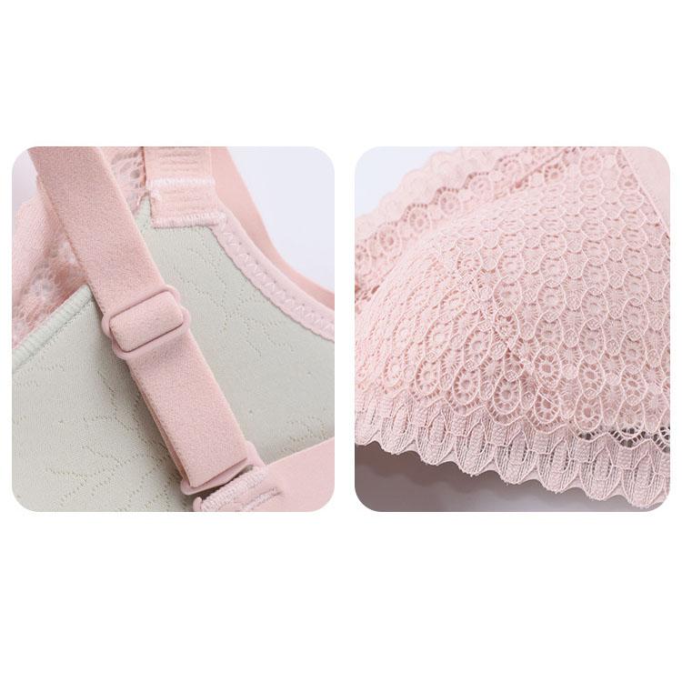 Ladies Comfortable Soft Cotton Bra Wireless Brassiere Adjustment Lace Underwear Teenager Girl Gathered Small Cup Push Up Bralette Top