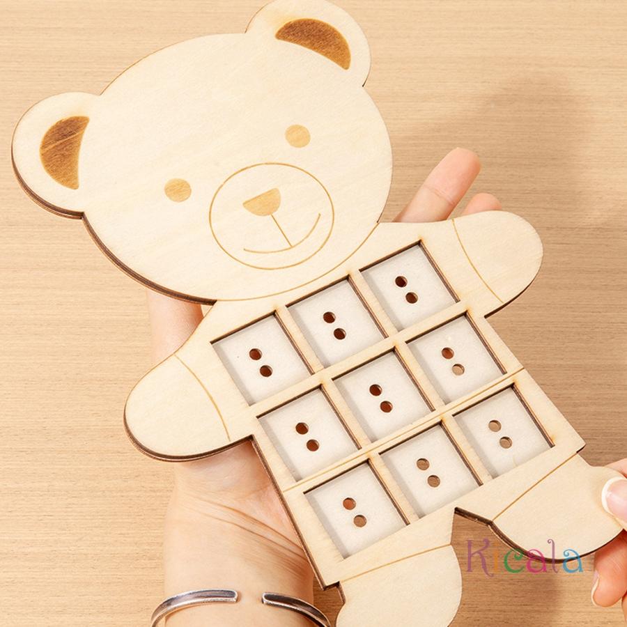 Деревянная игрушка-шнуровка «Медведь» с карточками с узорами Обучающая игрушка для шитья Сортировка по форме и цвету Математическая игрушка Монтессо Игра для малышей на сопоставление Подарки