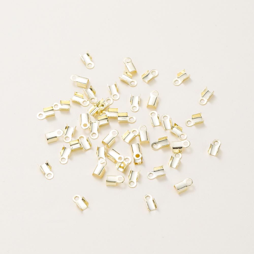 Клипса для кожаного шнурка с позолотой 14k/18k: Настоящее золото, сохранение меди, DIY ювелирная пряжка, обжимная бусина, концевик