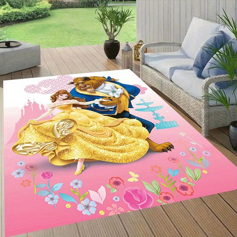 1pc Beauty and The Beast Pattern Area Rug Soft Flannel Floor Mat for Living Room, Office, Bedroom, Outdoor and Camping, Sofa Coffee Table Fl