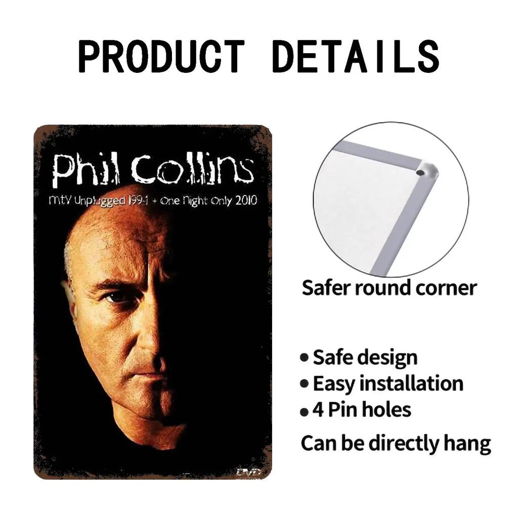 Фил Коллинз Барабанщик металлический Декор Постер Винтажная Жестяная Табличка Металлическая Табличка Декоративная Табличка для Паба Бара Мужской Пещеры Клуба Настенное Украшение