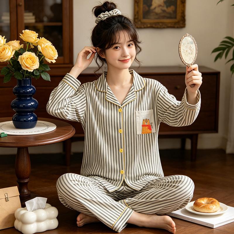 Cartoon animation pajamas women's autumn explosion long sleeves trousers comfortable loungewear imitation cotton casual suit