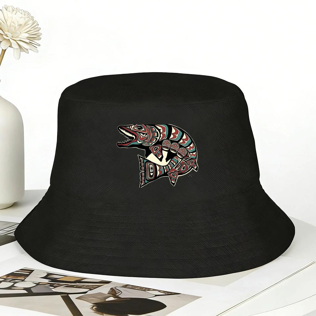 Alaskan Muskie Fish Bucket Hat For Couple Fisherman Hats Funny Vacation Caps Foldable Outdoor Design Sun Hats