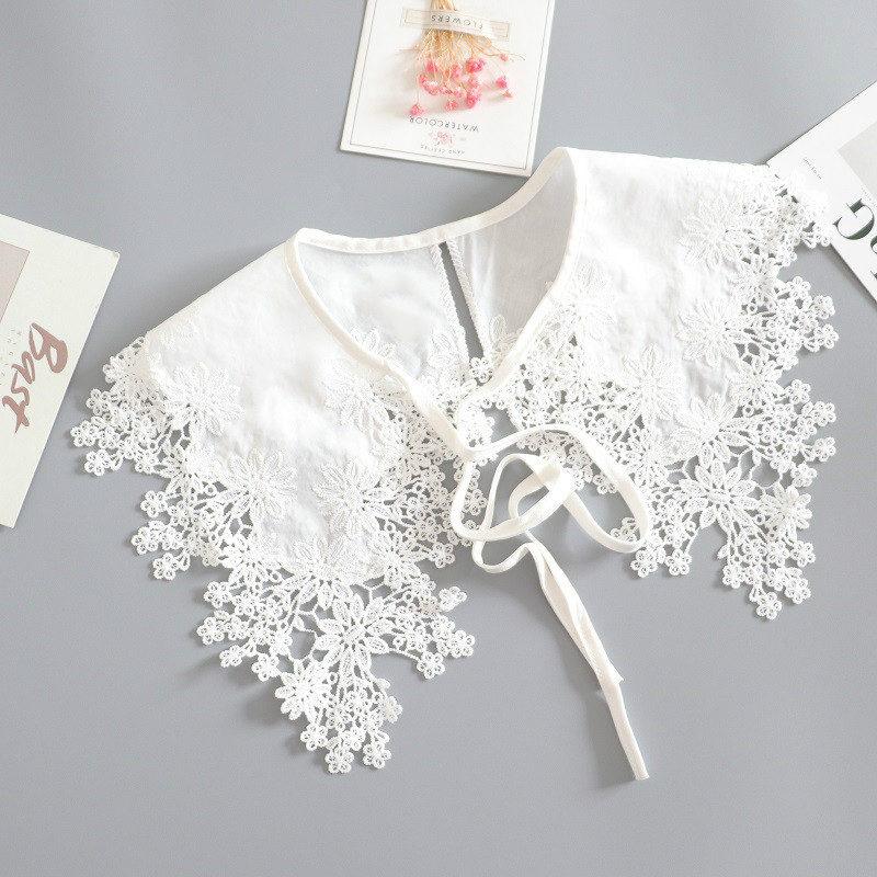 Court Lace Small Shawl Water-Soluble Hollowed-Out Pure Cotton Fake Collar Women'S Doll Collar Round Neck With Top Fake Collar