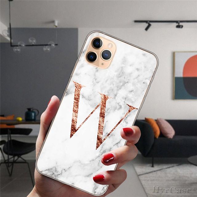 Для Iphone 14 Plus 13 12 Pro Max 11 14promax Прозрачный чехол Модный мраморный чехол от A до Z Мягкий силиконовый чехол с английскими буквами