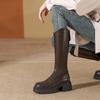 Флисовые сапоги женские зимние с утолщенной подошвой тонкие сапоги женские сапоги-рыцари толстый каблук ретро сапоги женские флисовые с утолщенной подошвой