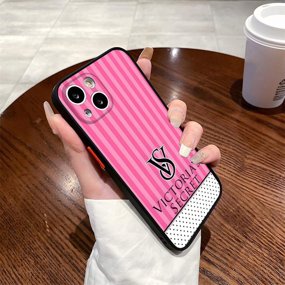 MINISO VVictorias Pink Secret Чехол для телефона для iPhone 17 16 15 14 Max 13 12mini 11 Матовая полупрозрачная задняя крышка