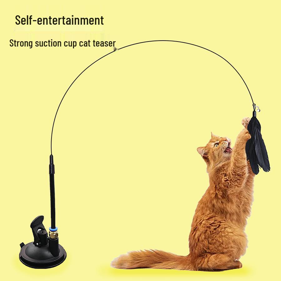 Игрушечные игрушки: Прочная присоска с длинным стержнем, пером и проволокой, устойчивой к укусам, для самостоятельного развлечения