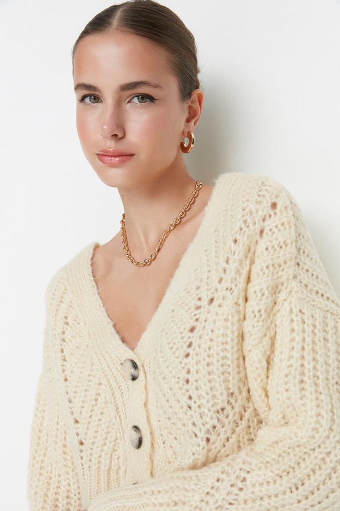 Женский элегантный кардиган, пудровый, мягкий текстурированный укороченный трикотаж, кардиган