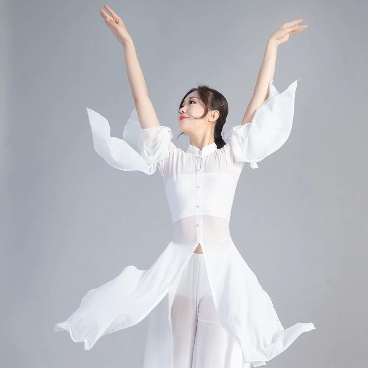 Классическая танцевальная одежда для выступлений, женская элегантная одежда, древнекитайский стиль, рифмованная одежда для танцев с широкими рукавами из волшебной ткани