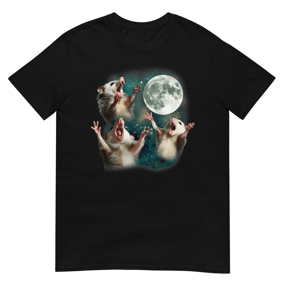 Three Possum Moon 3 Opossum Funny Weird Cursed Meme Tshirt