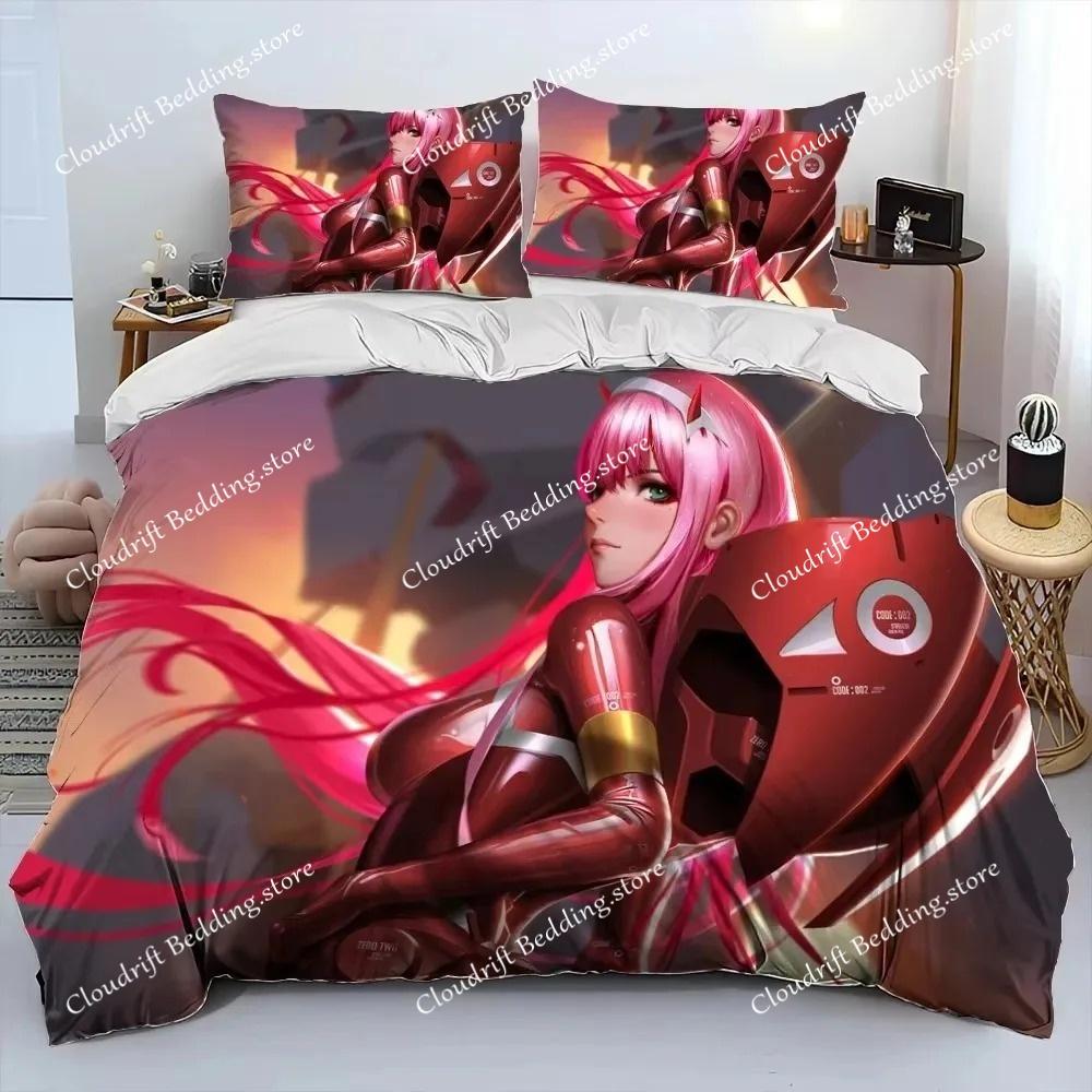 Комплект постельного белья Zero Two DARLING In The FRANXX Cartoon, пододеяльник, наволочка, комплект постельного белья размера Queen