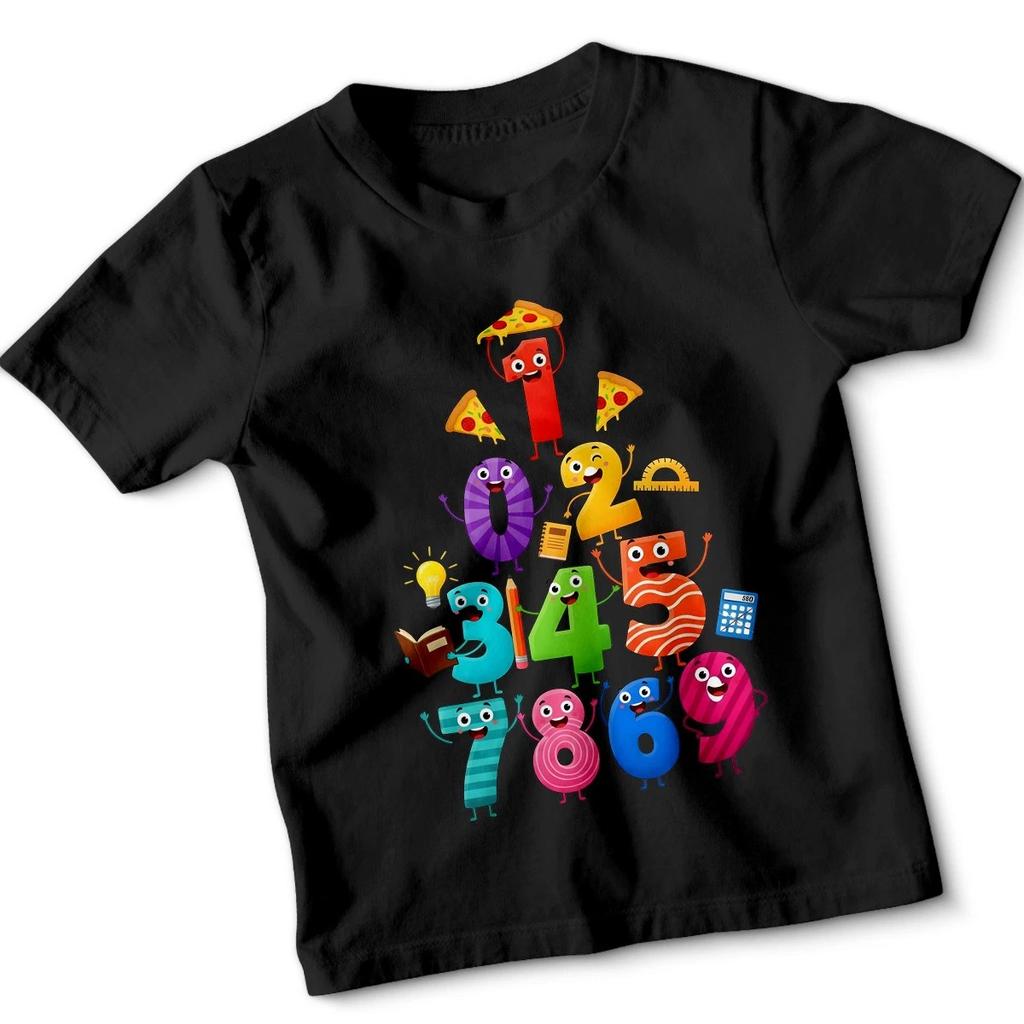 Cartoon Numbers day 0-9 Counting Education Kids T-Shirt Playful Maths Day