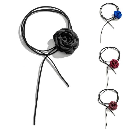 Цветочное колье из мягкой ткани, уютная одежда, шикарный длинный воротник-роза, цепочка на ключицы, женский подарок