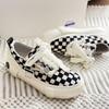 2025 New Black White Checkerboard Canvas Shoes Platform Thick Sole Lift Insoles Sport Casual Lovers Couple Unisex Sneakers