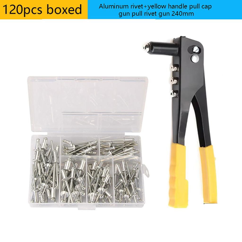 120Pcs Rivets / Heavy Duty Riveter Set Pop Rivet Gun Assortment Kit Hand Tools Rivet Nut Tool