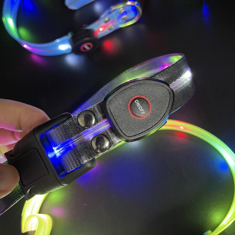 New Adjustable Led Glowing Pet Dog Collar PVC Waterproof Anti Dirty Easy To Clean for Big Small Dogs Puppy Cat Luminous Collar
