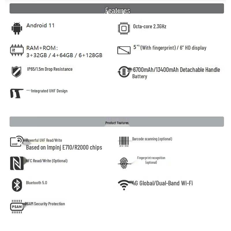 Ezscan R75U Series UHF RFID Handheld Terminal Scanner