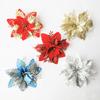 10Pcs/Set Christmas Artificial Flower Glitter Leaves Red Golden Silver-color Layered Xmas Tree Wreath Decoration Fake