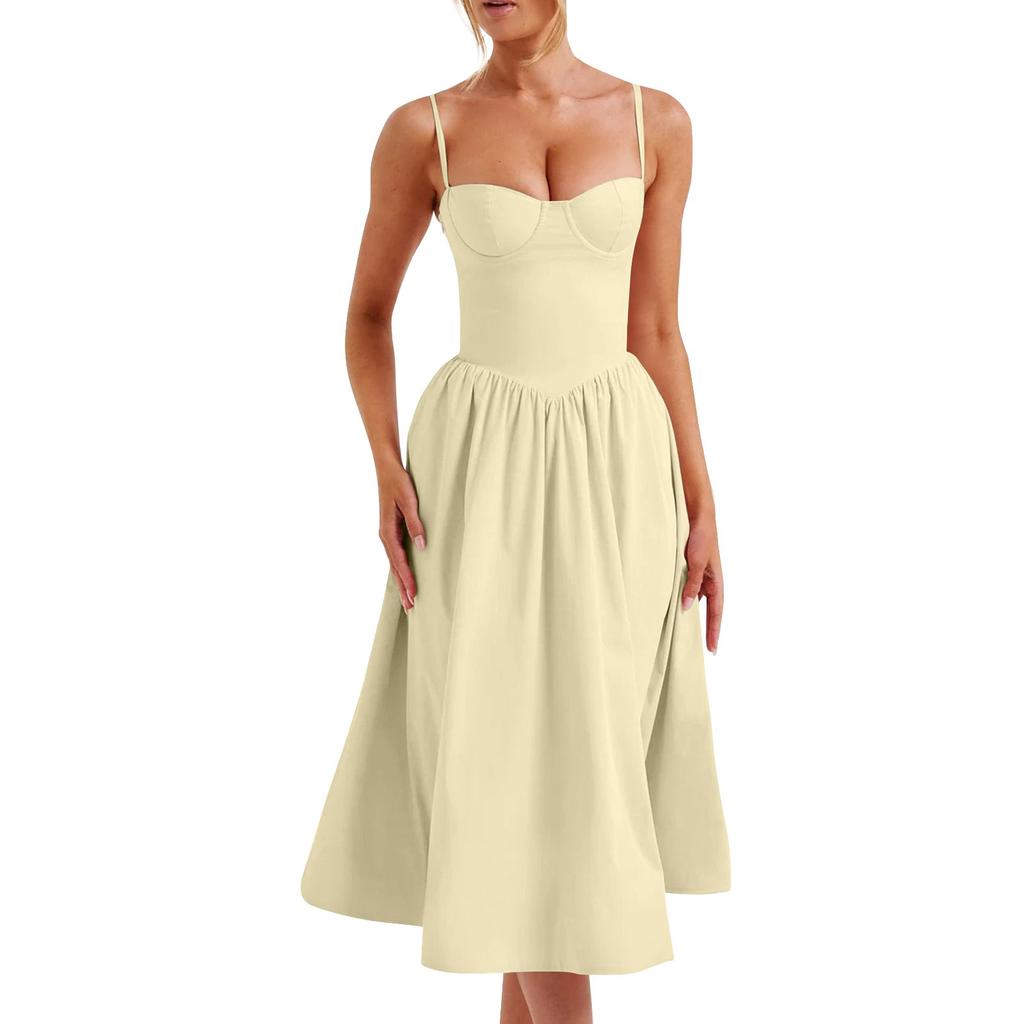 Женское летнее сексуальное платье средней длины с тонкой талией, юбка на подтяжках для женщин