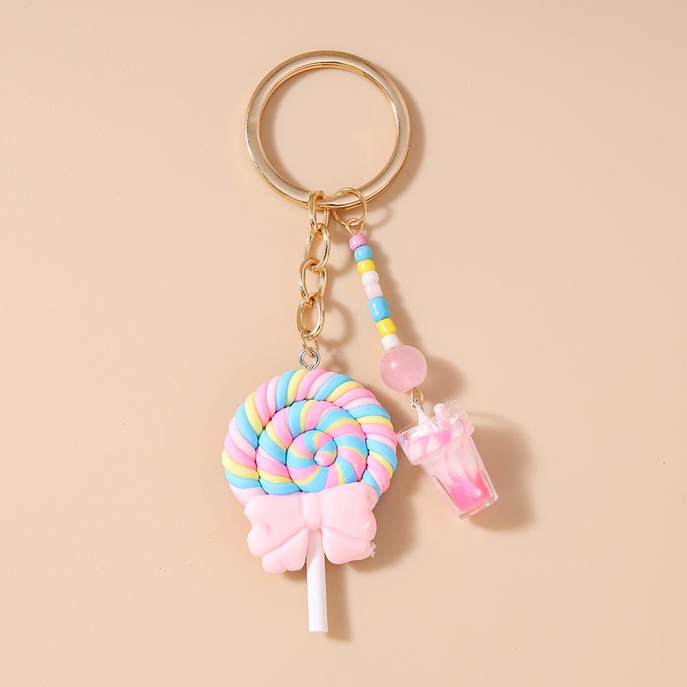 Милый Брелок-Леденец на Палочке из Смолы Женский Девичий Брелок-Кольцо с Подвесками Декор для Сумки DIY Брелок Детские Украшения Подарок