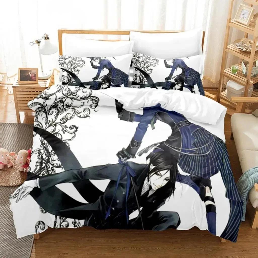 3D Принт Аниме Темный дворецкий Себастьян Постельное белье Мальчики Девочки Полуторный Двуспальный Размер Пододеяльник Наволочка Кровать Дети Взрослые Домашний текстиль