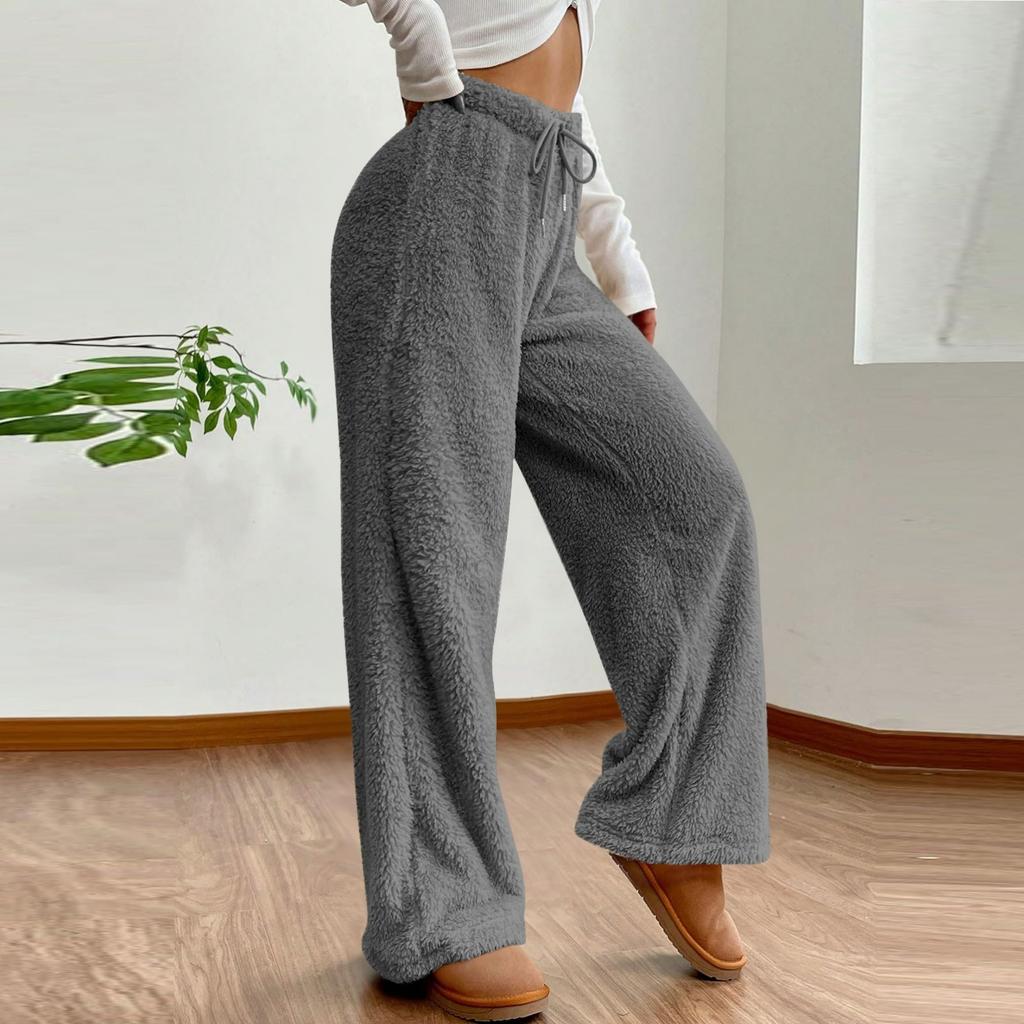 Женские модные плюшевые повседневные брюки однотонные свободные удобные плюшевые теплые брюки