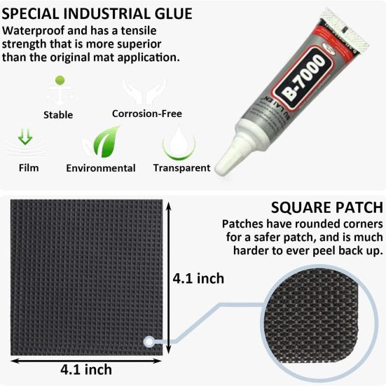 1 комплект, 4x4 дюйма, комплект ремонтных заплат для батута со скребком, клейкая протирка, водонепроницаемая заплатка для разрыва отверстия на батуте, квадратная черная нашивка