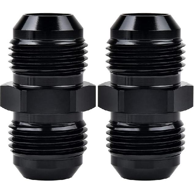 EVIL ENERGY 6AN Male to Male Flare Coupler Union Straight Fuel Hose Adapter Fitting Black 2PCS