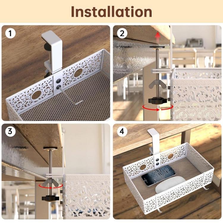 Органайзер для хранения под столом, металлический зажим под корзиной для ящика рабочего стола (Фиксированный стиль)