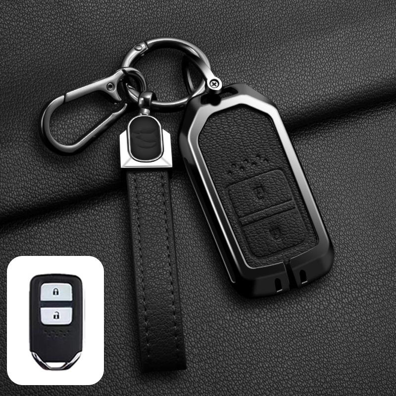Zinc Alloy Leather Car Key Cover Shell Case for Honda Civic CRV HRV Accord Pilot Fit Freed Vezel Odyssey 2018 - 2022 Accessories