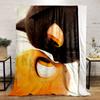 A black and an orange cat touching noses with expressive, glowing eyes. for all seasons blanket lunch break throw gift