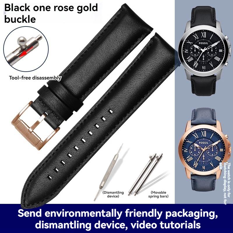 For Fossil Cowhide Leather Strap Men Black Blue Wristband Q Smart FTW1114 ME3110 FS5436 Quick Release Watchband 20mm 22mm 24mm