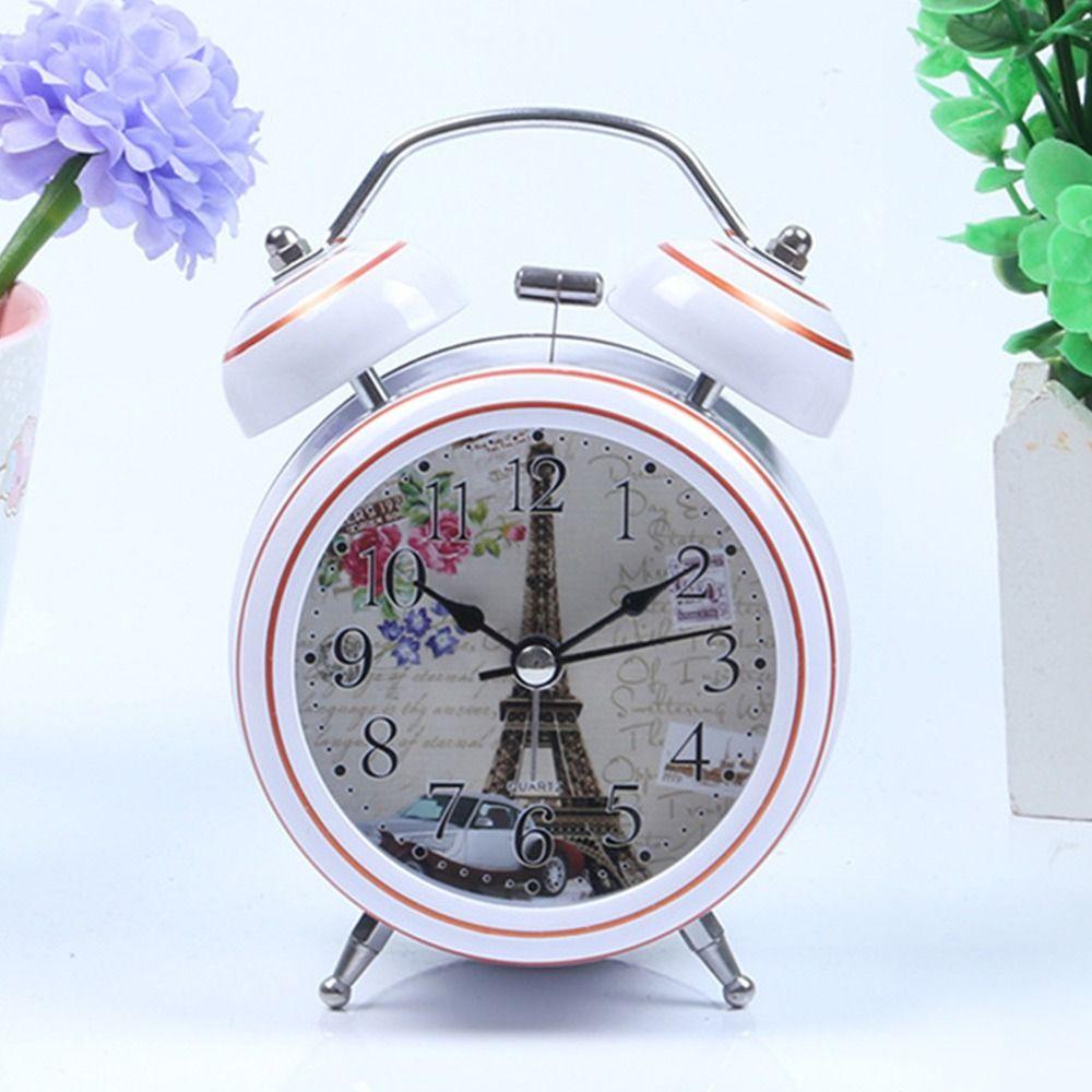 Plastic. Vintage Retro Alarm Clock Small Table Desk Quartz Clock Bedroom Living Room
