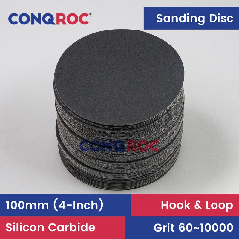 100 Pieces 100mm 4-Inch Silicon Carbide Sanding Discs Hook and Loop Waterproof for Dry or Wet Sanding Grit 60~10000